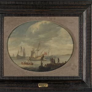 Armed Merchantmen off the Dutch Coast Preparing to Set Sail, Attributed to Abraham de Verwer