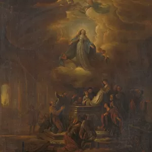 Assumption Virgin Mary carried angels clouds