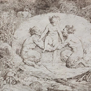 Bacchanales Nymph Supported Two Satyrs 1763 Jean-Honore Fragonard