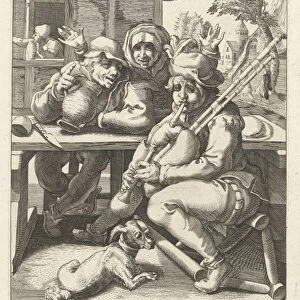 The bagpipe gives no sound, only when full, print maker: Hendrick Goltzius attributed