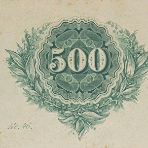 Banknote motif number 500 center circular design