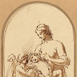 Benjamin West, Charity, American, 1738 - 1820, pen and brown ink with brown wash