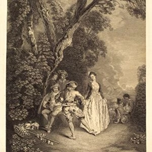 Benoat Audran II after Antoine Watteau, French (1698-1772), The Peasant Dance, engraving