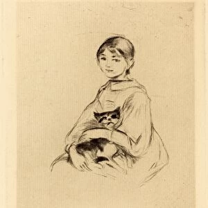 Berthe Morisot (French, 1841 - 1895), Little Girl with Cat, 1888-1890, drypoint [reprinted