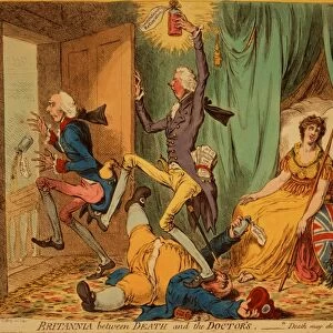 Britannia between death and the doctors, Gillray, James, 1756-1815, artist, [London]
