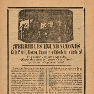 Broadside, relating, news story, floods, multiple cities, villagers, wading, water