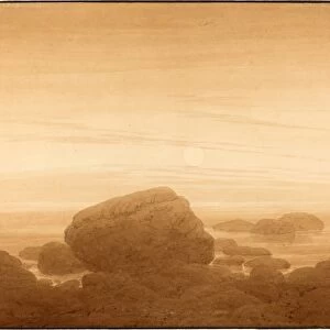Caspar David Friedrich (German, 1774 - 1840), Moonrise on an Empty Shore, 1837-1839