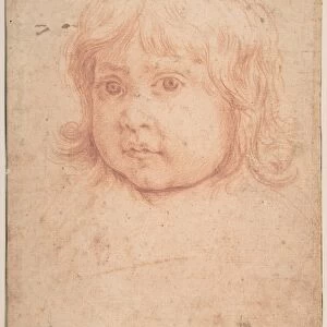 Child Head 17th century Red chalk cream laid paper