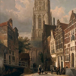 Cornelis Springer View Laurenskerk Lange Torenstraat