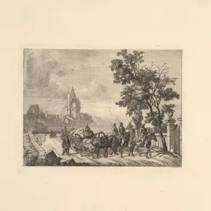 Cossacks Escorting Baggage Wagon 1816 Etching Print