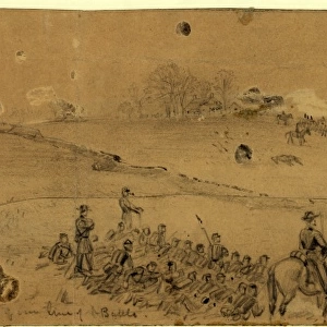 Couchs hd. quarters and afterwards center of our line of battle, 1863 May 3, drawing