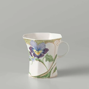 Cup, part of a set, painted with violins, N. V. Haagsche Plateelfabriek Rozenburg, C