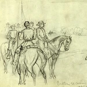 Custer receiving the flag of truce, appomatox 1865, drawing, 1862-1865, by Alfred R Waud