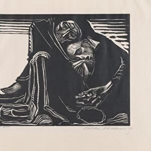 Death Woman Lap Tod Mit Frau Im Schoss 1921 Woodcut