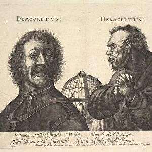 Democritus Heraclitus 1625-77 Etching Hollar