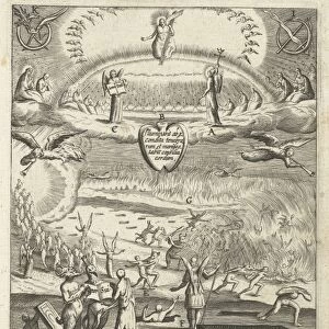 Emblem with the final judgment for the consideration of life in virtue or sin, Boetius