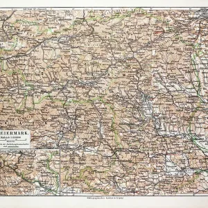 Map of Steiermark, Austria 1899 Print (Engravings)