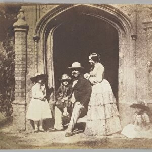 Family Group Portrait Posed Doorway late 1840s