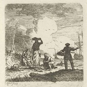 Fishermen at the beach, Hendrik Kobell, 1777