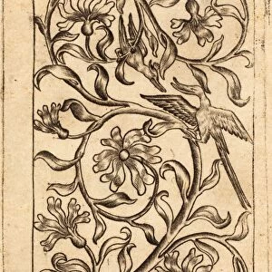 Follower of Master of the Playing Cards, Vine Ornament with Two Birds, c. 1440-1450