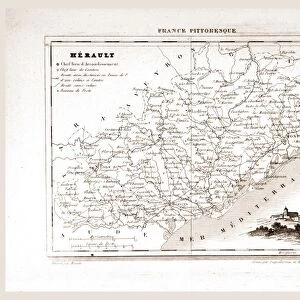 France pittoresque, Herault, map, 19th century engraving
