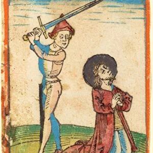 German 15th Century, Martyrdom of a Saint, c. 1480, woodcut, hand-colored in red lake