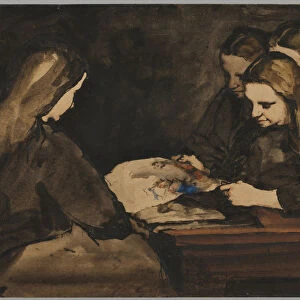 Four Girls Studying Drawing 1876 Theodule Ribot