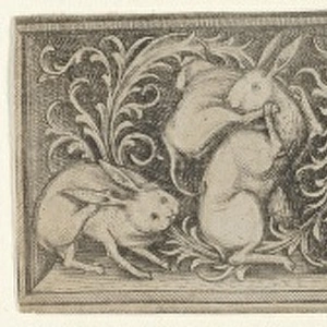 Hares Roasting Hunter n. d Engraving sheet 1 11 / 16 x 9 3 / 4