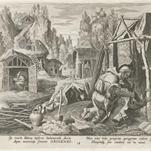 Hermits in the desert of Nitra, Johann Sadeler I, Raphael Sadeler I, Maerten de Vos