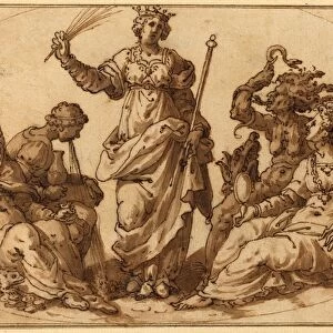 Italian 16th Century, Virtue Triumphing over Vices, 16th century, pen and brown ink