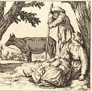 Jacques Callot, French (1592-1635), Peasant Couple with Cow, c. 1621, etching