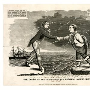 The laying of the cable: John and Jonathan joining hands, 1858