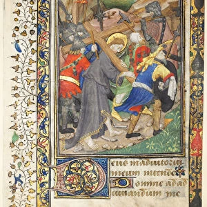 Leaf Excised Tarleton Hours Christ Carrying Cross