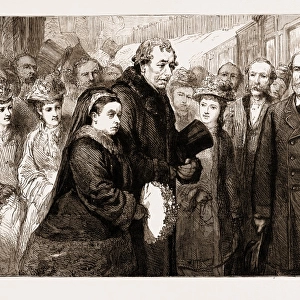Her Majestys Visit to Hughenden, December, 1877, at the Railway Station, High