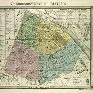 Map of the 5th Arrondissement Du Pantheon, Paris, France
