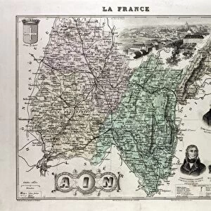 Map of Ain, 1896, France