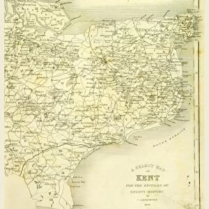 Map, County of Kent, 1839, 19th century engraving
