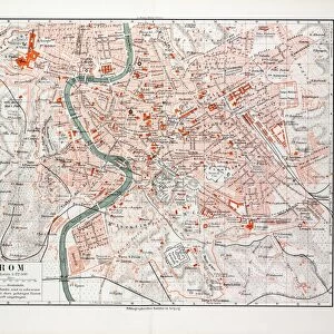 Map of Rome, Italy, 1899