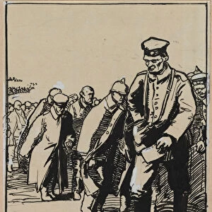Marche d groupe de prisonniers allemands 1914