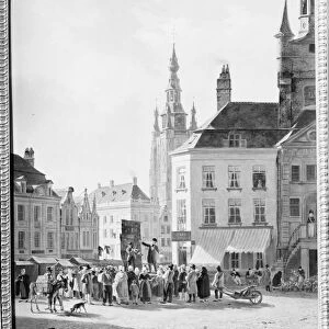 Market Day in Courtrai, Kortrijk Belgium, Jan Baptiste De Jonghe, 1828
