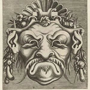 Mask with two snakes that look out of the eye sockets, Frans Huys, Cornelis Floris (II)