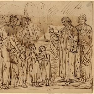 Mather Brown, Bible Lesson [recto], American, 1761 - 1831, 1780-1790, pen and brown