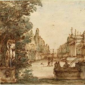 Mauro Antonio Tesi, Italian (1730-1766), Capriccio with a Palladian Villa, c. 1760