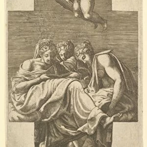Three Muses Putto Lyre 1560s Engraving plate