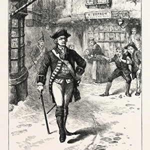 THE OFFICER AND THE BARBERs BOY, 1870s engraving