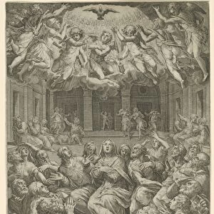 Outpouring of the Holy Spirit, Cornelis Cort, Giorgio Vasari, Giovanni Orlandi, 1602