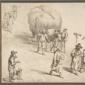 Peasants Hay Wagon Country Road 1580-1625 Pen
