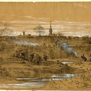 Pickets near Fredericksburg, 1862 ca. December, drawing on tan paper pencil and Chinese white