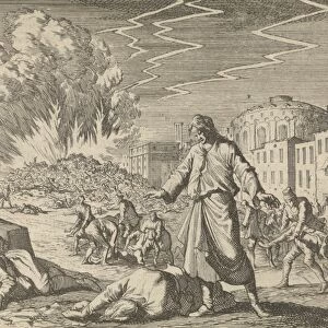 The plague in Naples, 1656 Italy, print maker: Caspar Luyken, Pieter van der Aa I, 1698