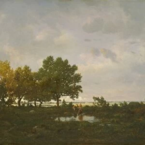 Pond La Mare 1855 Oil wood 13 1 / 2 x 20 3 / 8 34. 3 51. 8 cm